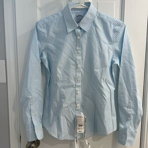 NWT Brooks Brothers Blouse Blue and White Stripe Sz 0P
